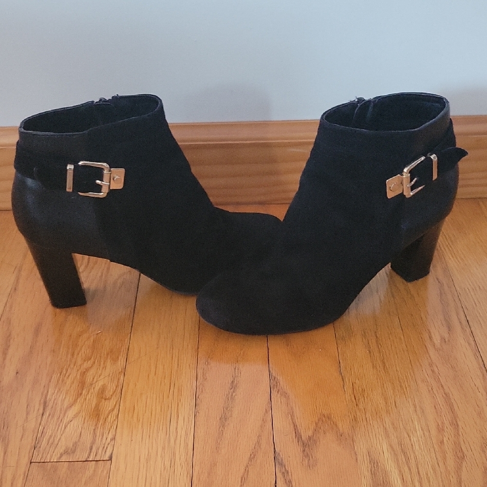 Alfani Suede Black Booties with Gold Accents